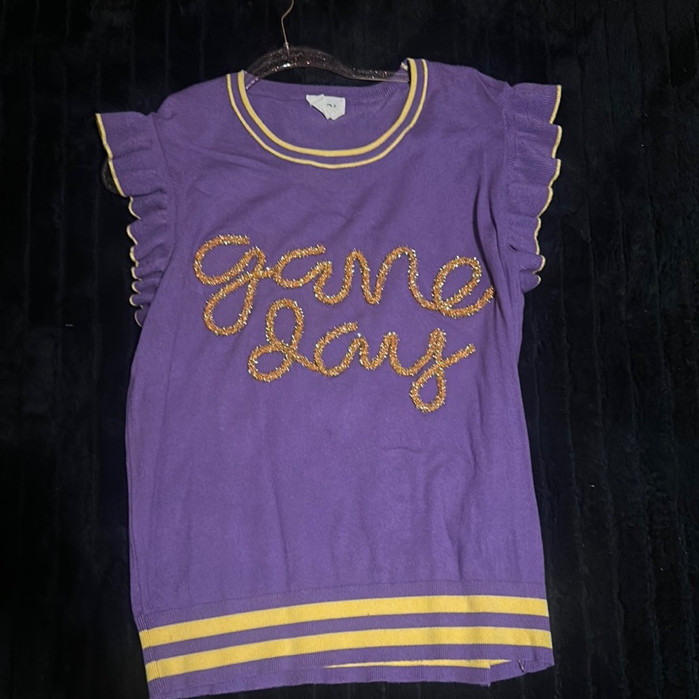 Purple women’s Shirt with Ruffle Sleeves